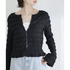 【洗える】Mewl / ミュール ミニフリル2WAYカーデ