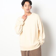 片畦編みリブクルーネックニット