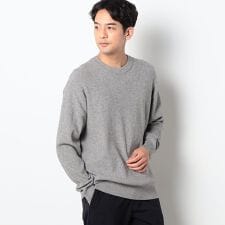 片畦編みリブクルーネックニット