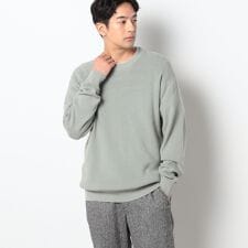 片畦編みリブクルーネックニット