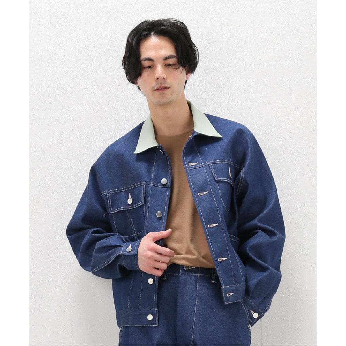 【E.TAUTZ/イートウツ】DENIMJACKETAPPLEGREENCOLLOR