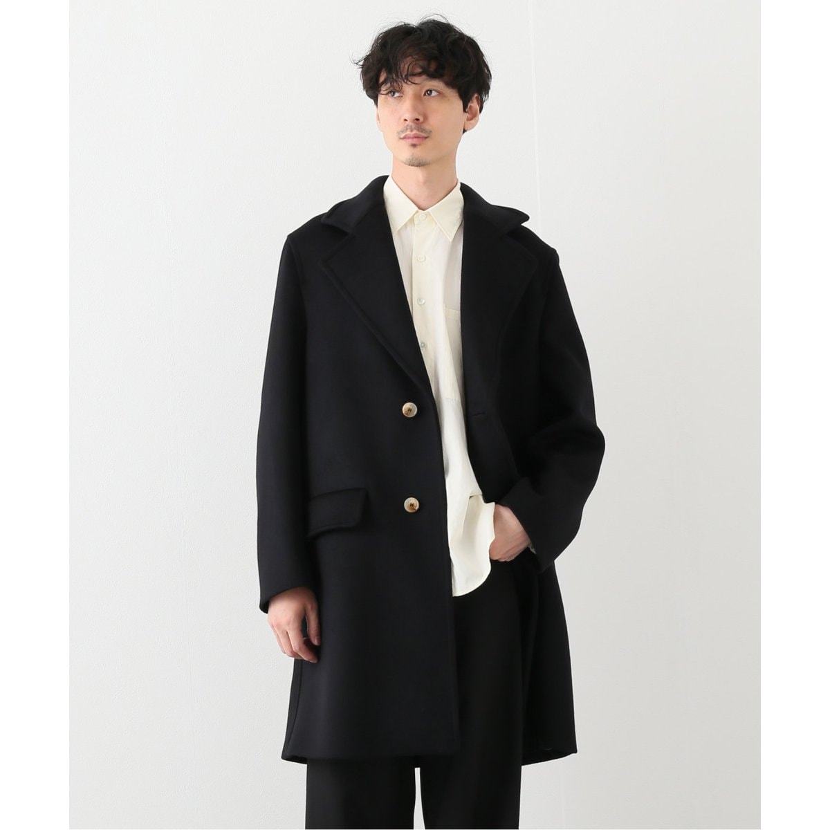 MARNI ブラック ノーカラーコート マルニ MARNI ノーカラー コート ウール カシミヤ アンゴラ 2015AW