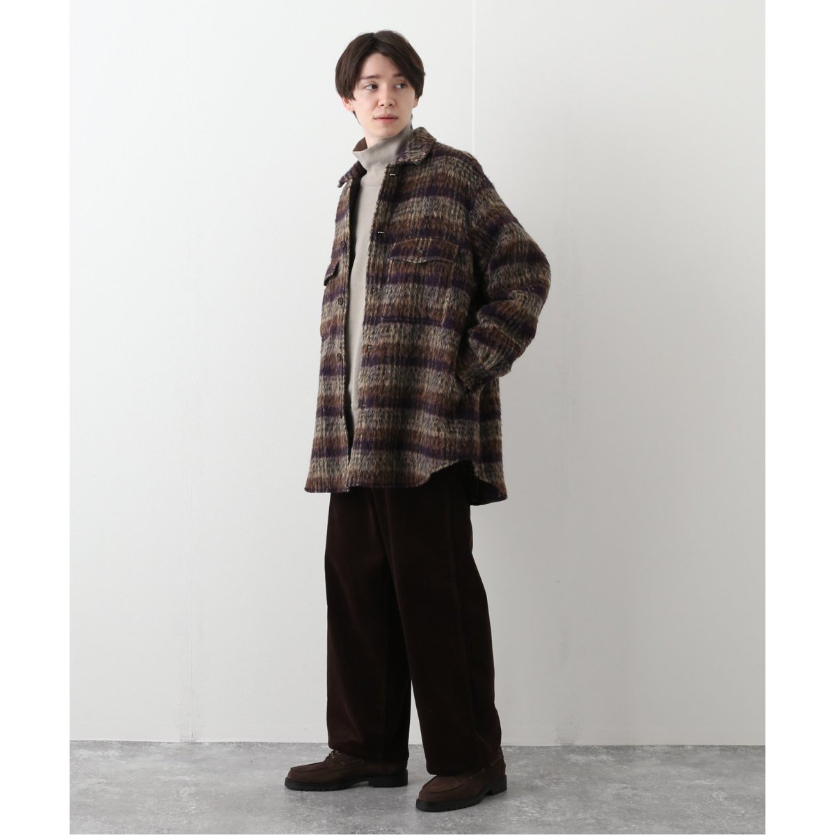 LA BOUCLE / ラブークル】アーミーオーバーシャツ シャギーチェック