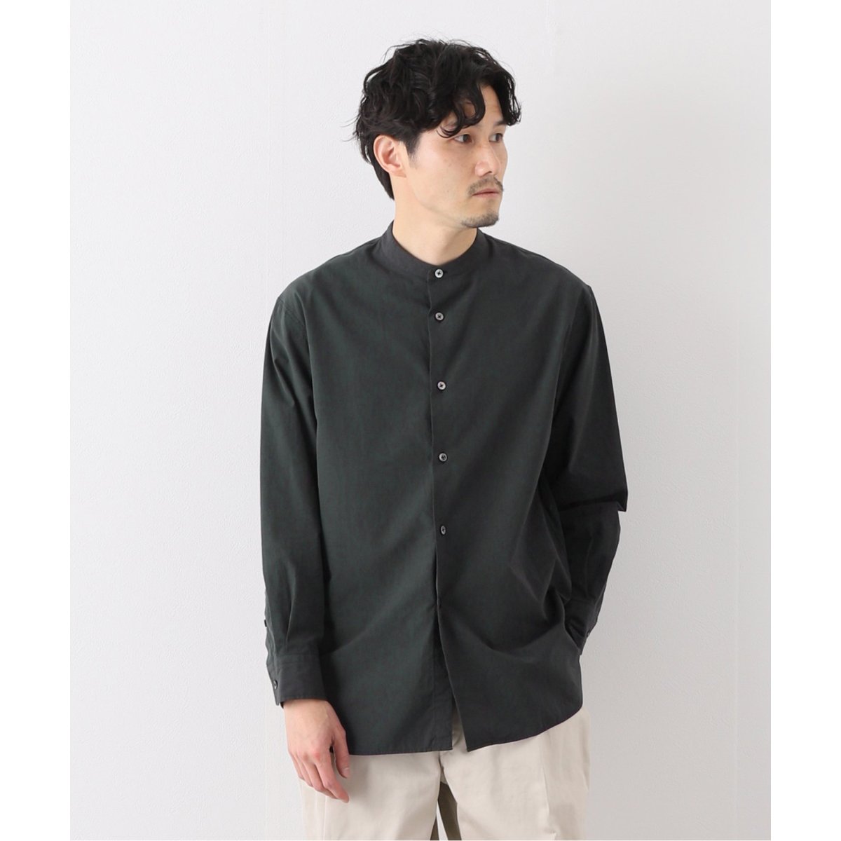 ETS.MATERIAUX バンドカラーシャツ 長袖 size3 black ETS.MATERIAUX / マテリオ】バンドカラーシャツ | エディフィス