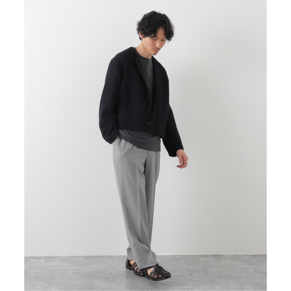 URU / ウル】 ESTER COTTON KNIT - NO COLLAR JACKET | エディフィス