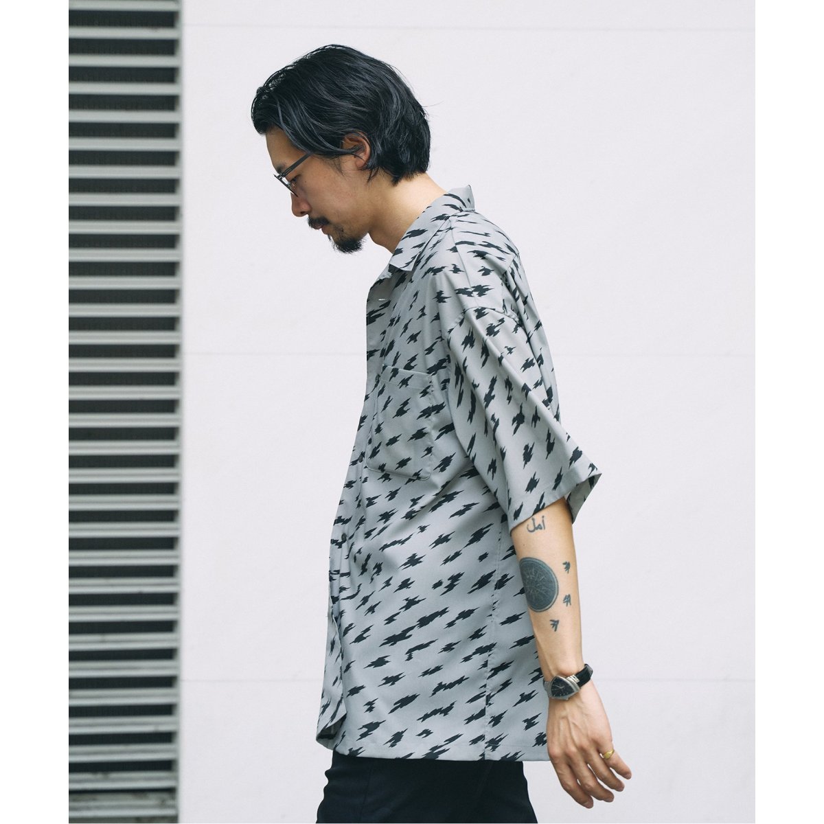 LA BOUCLE / ラブ―クル】6分袖 BIG オープンカラーシャツ パターン