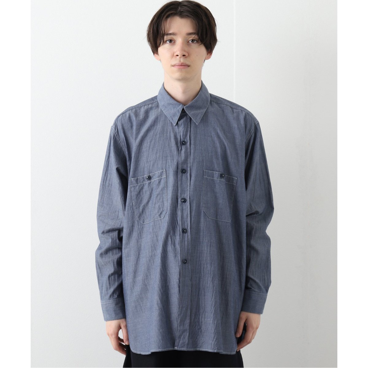 ETS.MATERIAUX / マテリオ】インディゴ シャンブレー シャツ