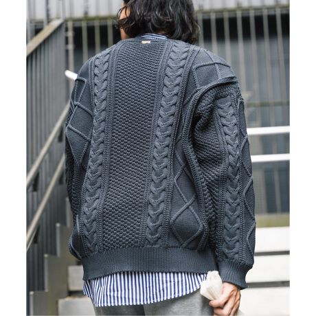スポンディッシュ リラックス ケーブル ニット プルオーバー 