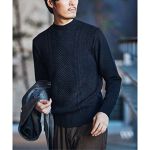 Biella Yarn / ビエラヤーン】7ゲージ ケーブル モックネックニット 