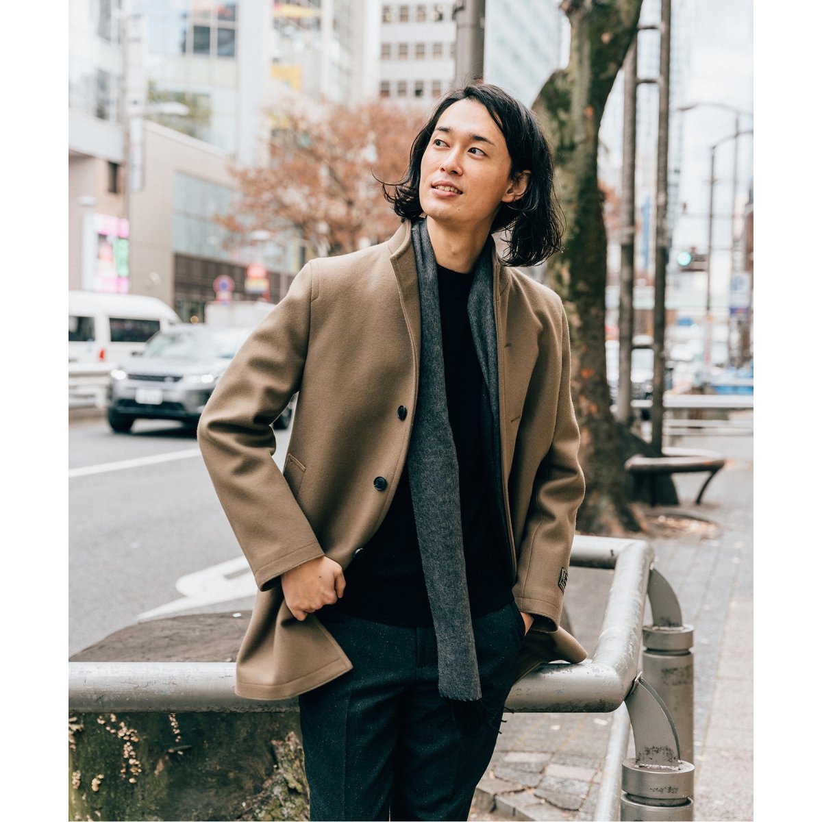 SUPER 150's ウール メルトン スタンドカラーコート | エディフィス