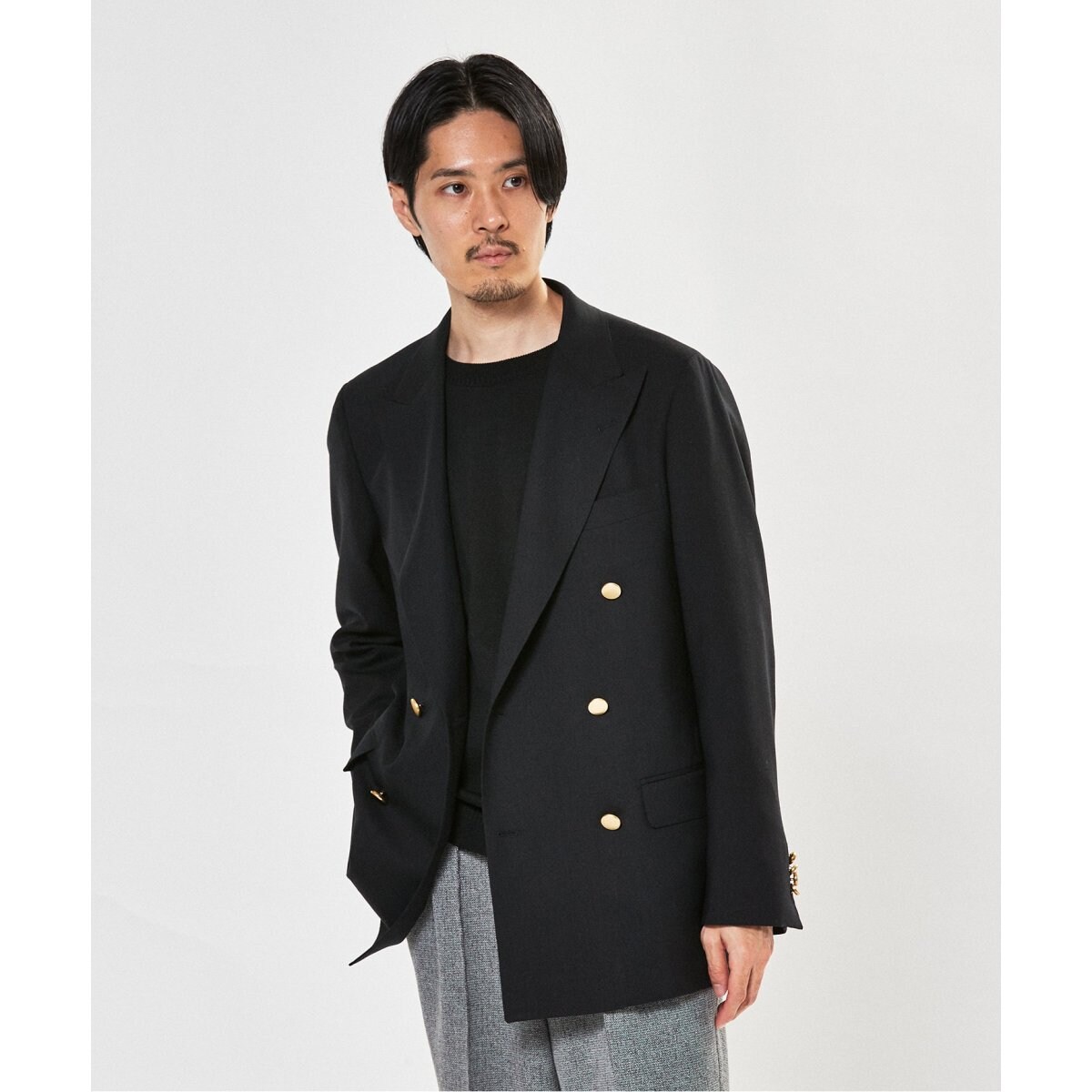 モヘヤミックス トロピカル ウール 6ボタン ダブル ブレザー