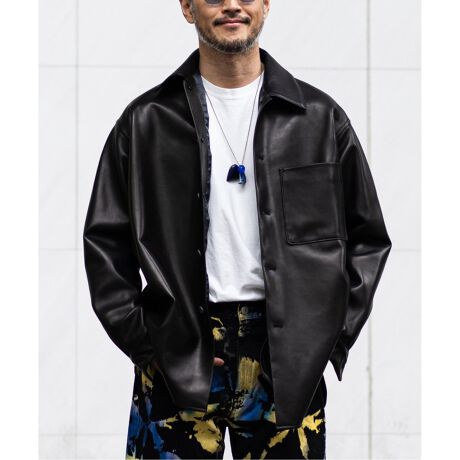 LA BOUCLE / ラブークル】ネイキッド ラムレザー ワンピースカラー 