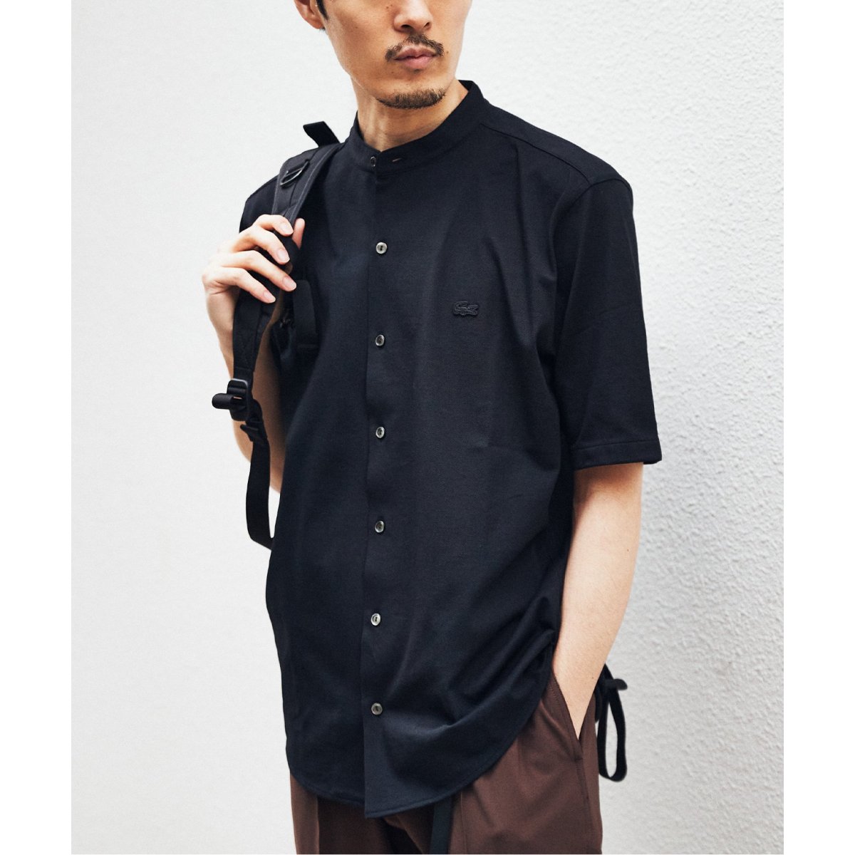 LACOSTE ラコステ　エディフィス　バンドカラーフルオープン ポロシャツ LACOSTE (ラコステ) 別注 バンドカラー フルオープン ポロシャツ