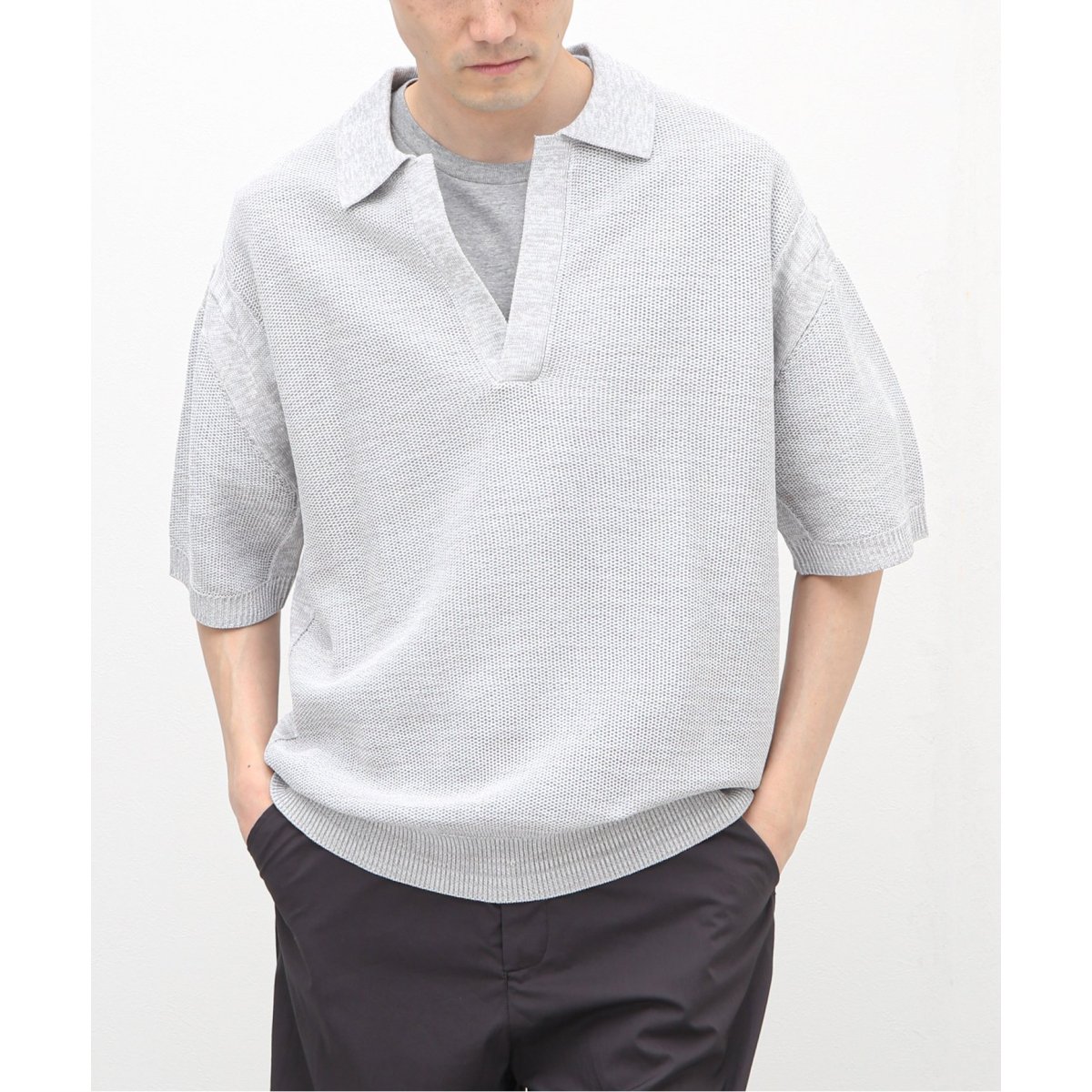 MEIAS / メイアス】メランジメッシュスキッパー S/S KNIT