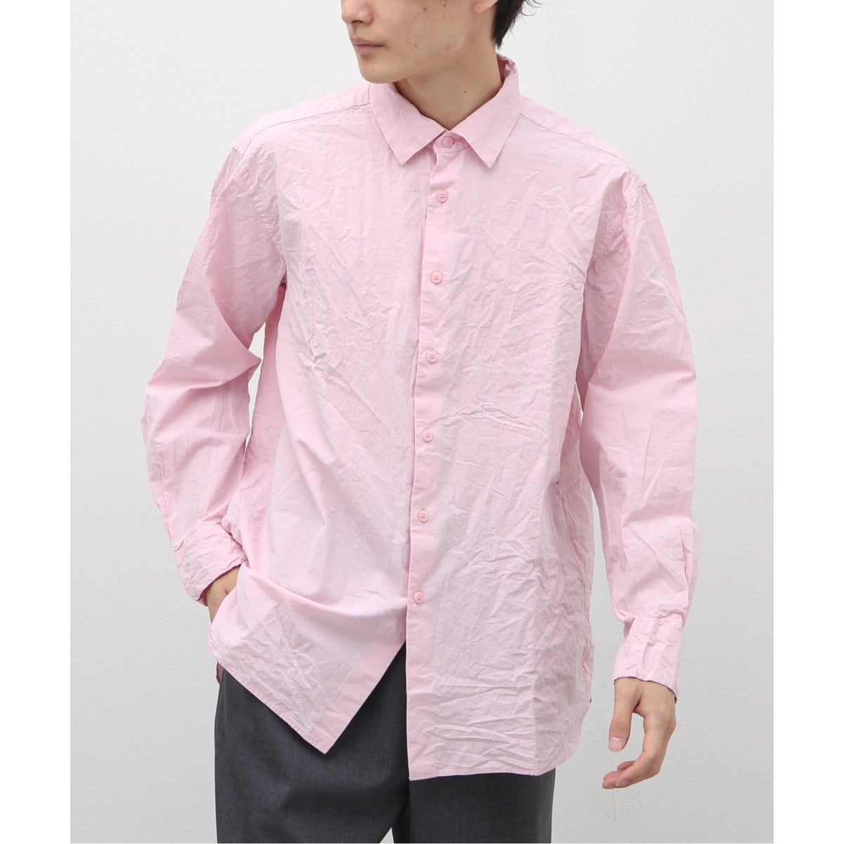 CASEY CASEY ケイシーケイシー バンドカラービッグシャツ ピンク CASEY CASEY / ケイシ―ケイシー】BIG RACCOURCIE SHIRT | エディフィス