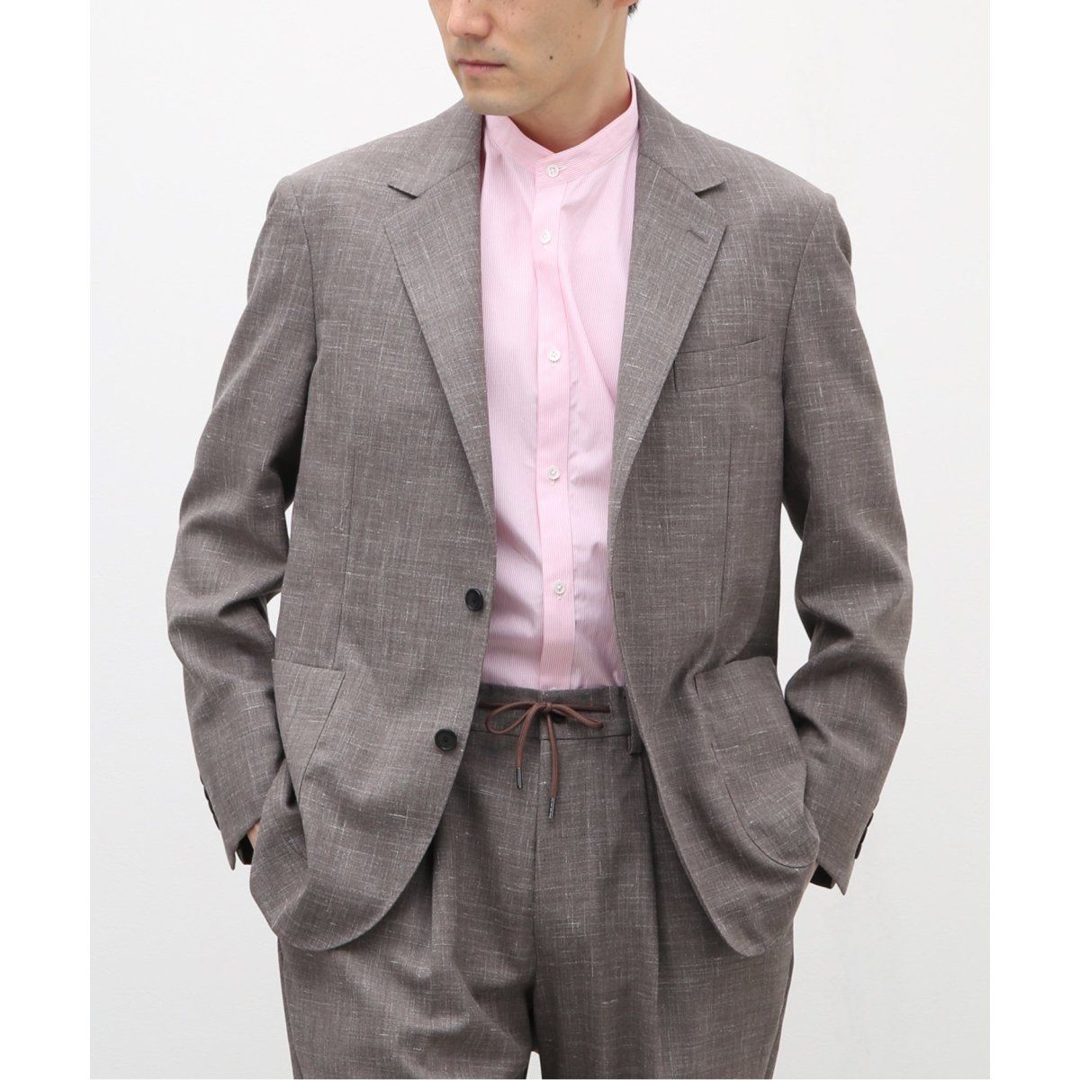 ウール リネン メランジ 3ボタン ジャケット【セットアップ着用可