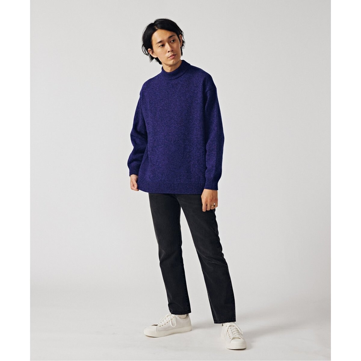 ATON / エイトン】別注 WOOL MOULINE MOCKNECK SWEATER | エディフィス