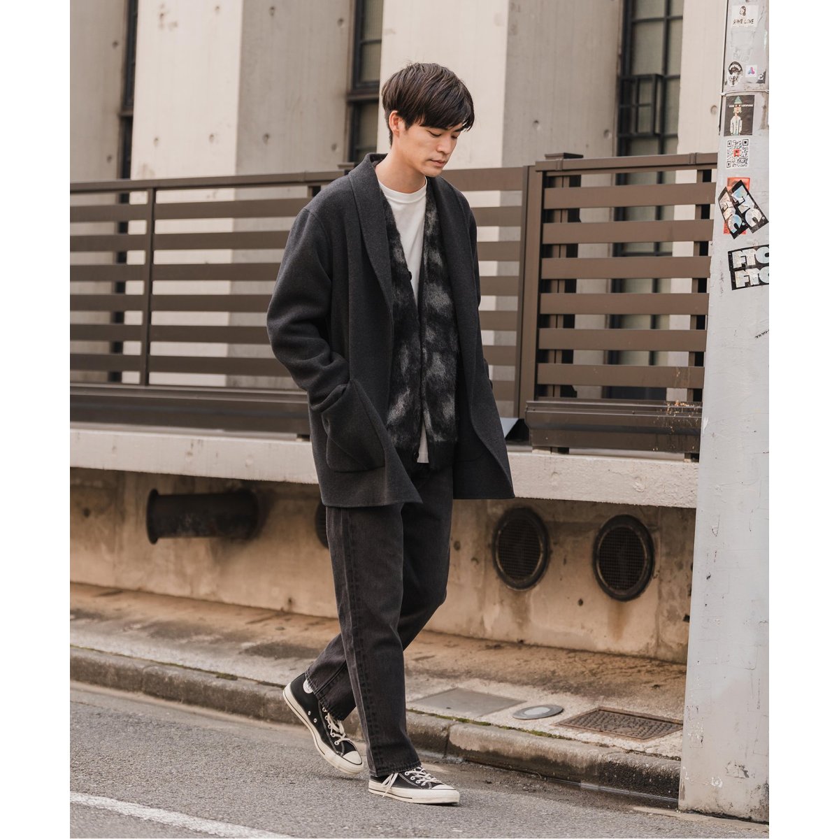 【美品】EDIFICE ブランケットリバー ショールカラーハーフコート EDIFICE（エディフィス）の「ブランケットリバー ショールカラーハーフ