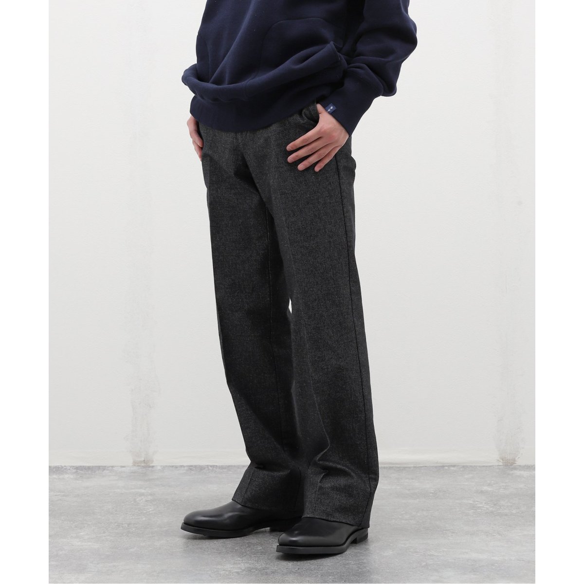 BERNARD ZINS ベルナール ザンス 2タックワイドスラックス ブラック BERNARD ZINS ベルナール ザンス 2タックワイドスラックス