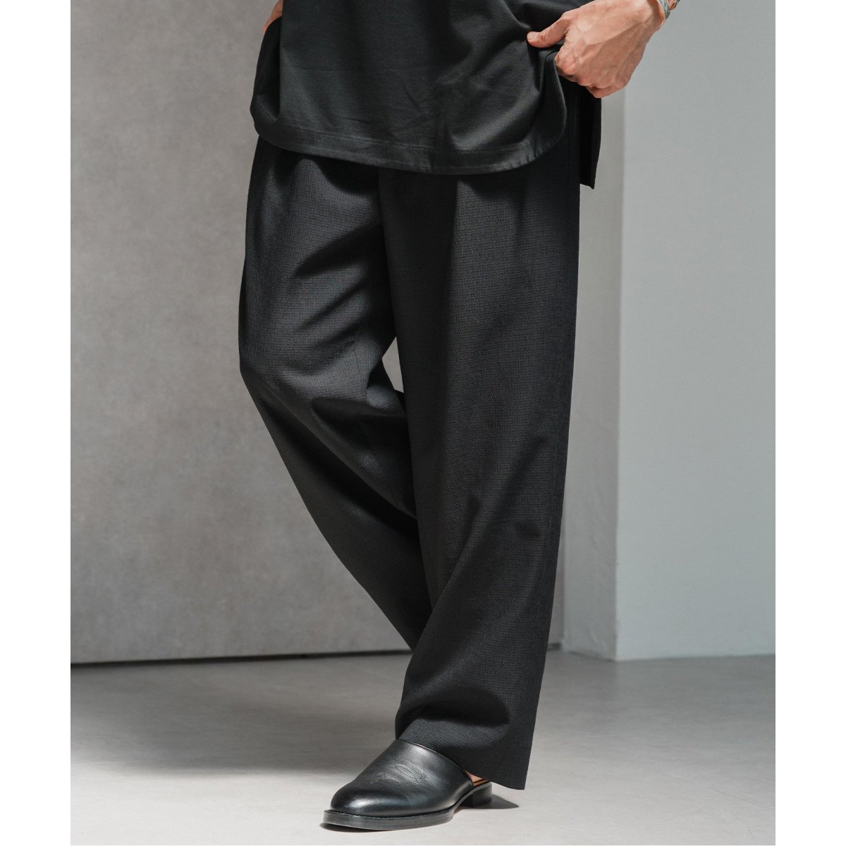 エディフィス EDIFICE メランジ T/R テーパード イージーパンツ