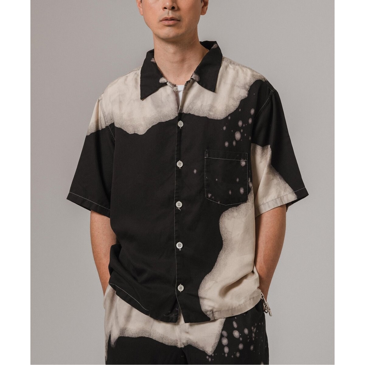 NOMA t.d】 bleach open collar shirt