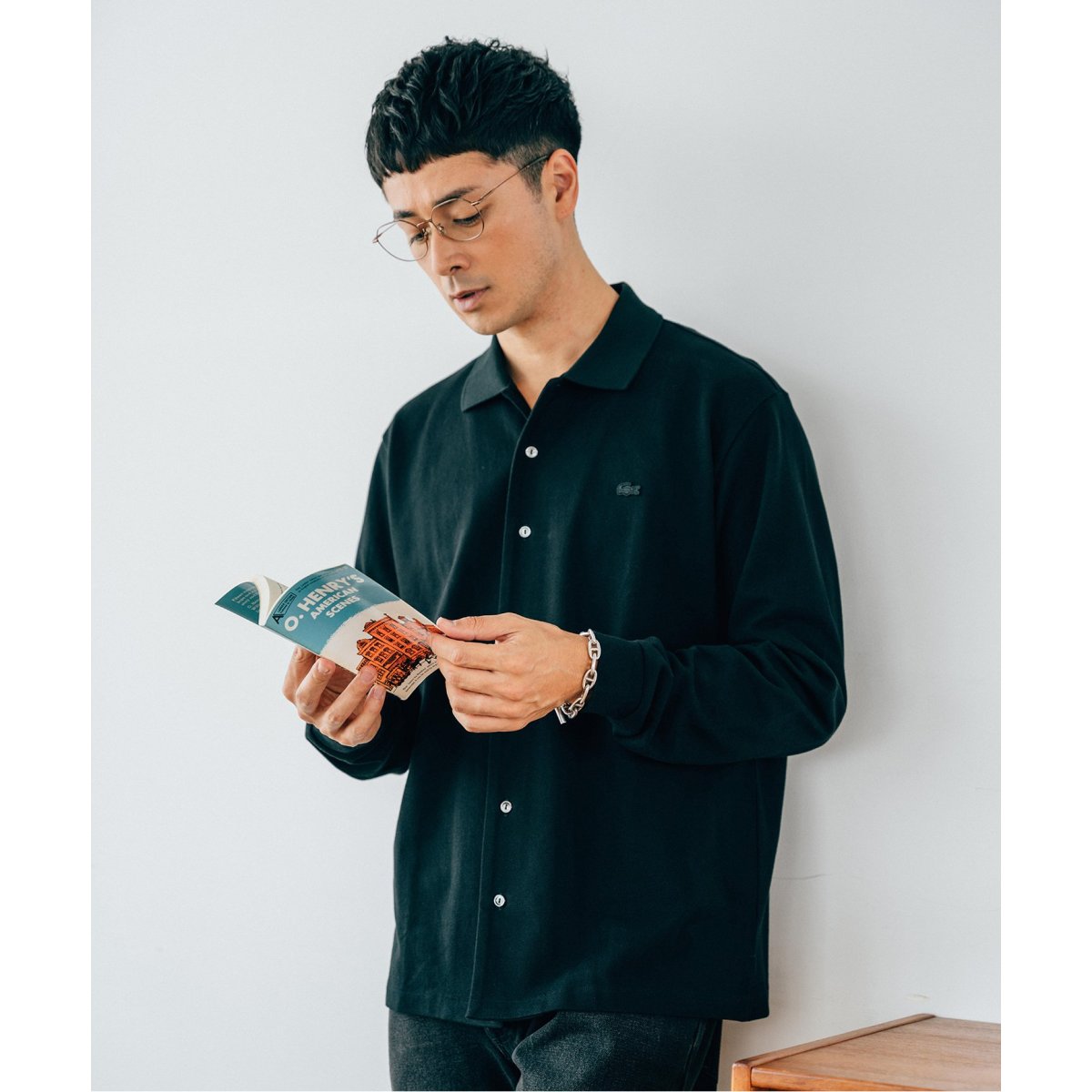 Pikari LACOSTE  ラコステ　別注  フルオープン ポロシャツ LACOSTE / ラコステ】別注 バンドカラー フルオープン