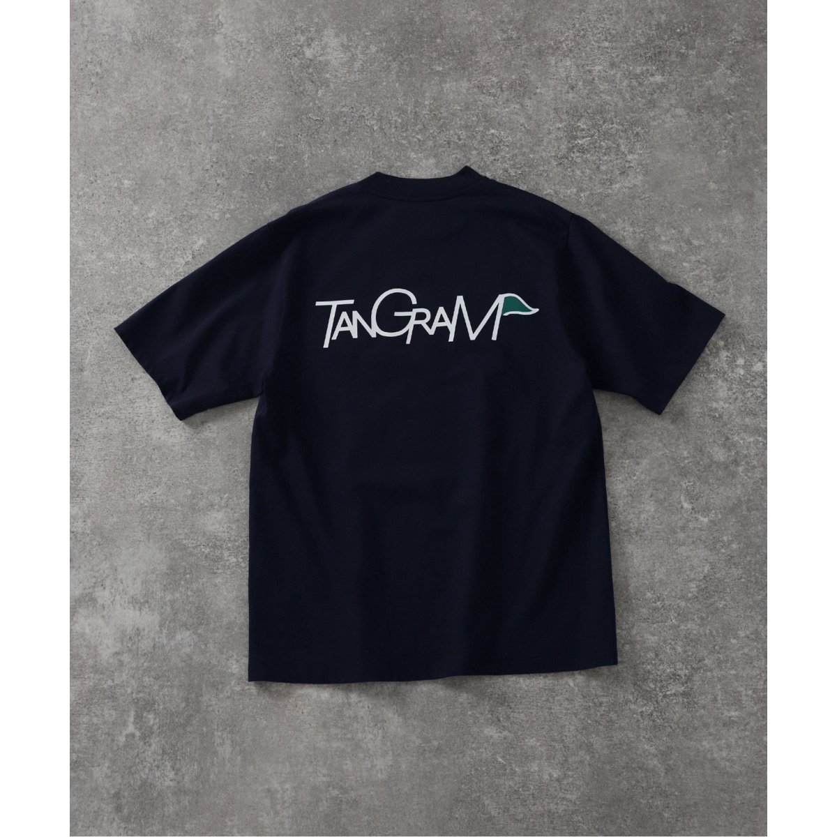 TANGRAM パズル ロゴ ショートモックネック Tシャツ ホワイト L