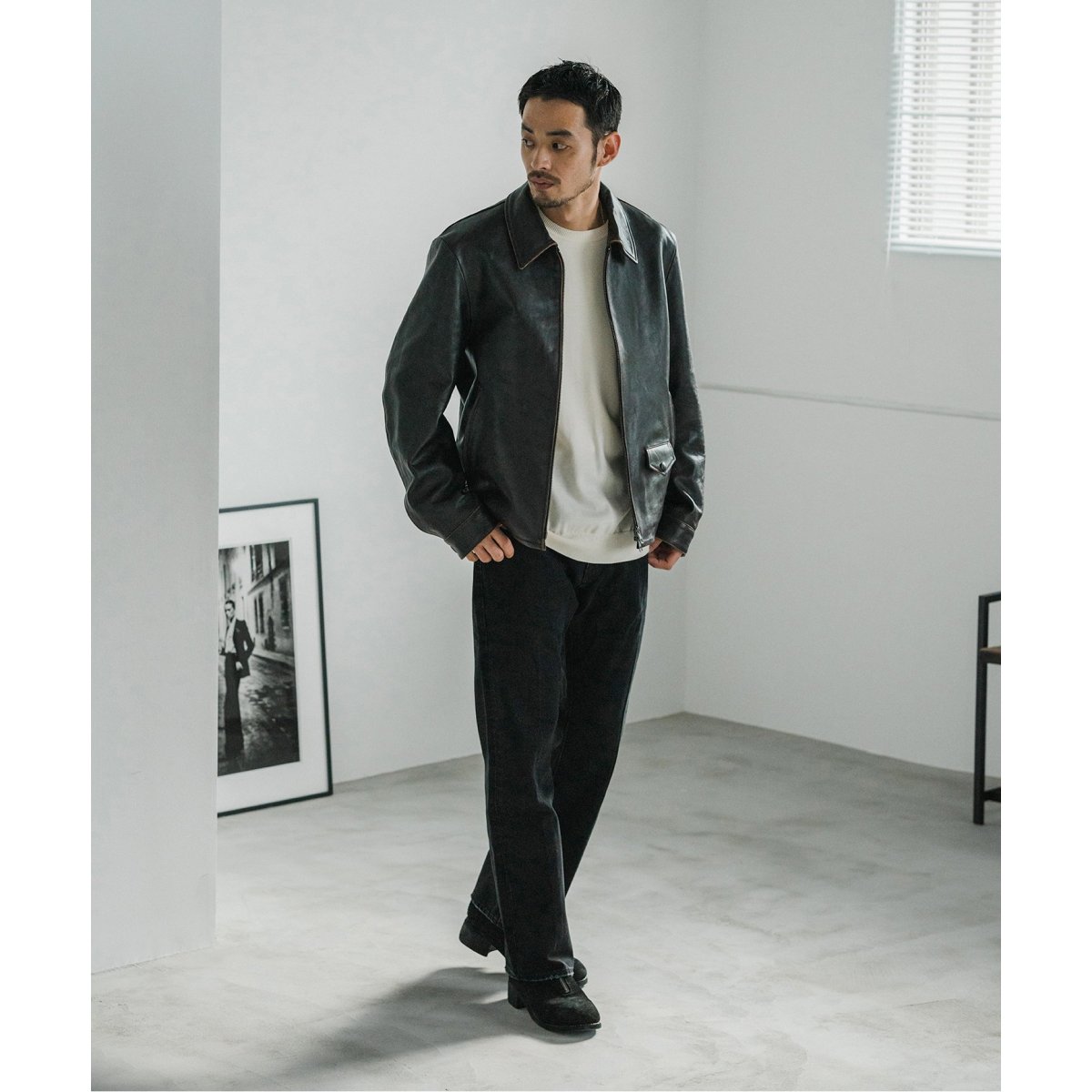 ラムレザー フレンチアンティーク ライダースジャケット