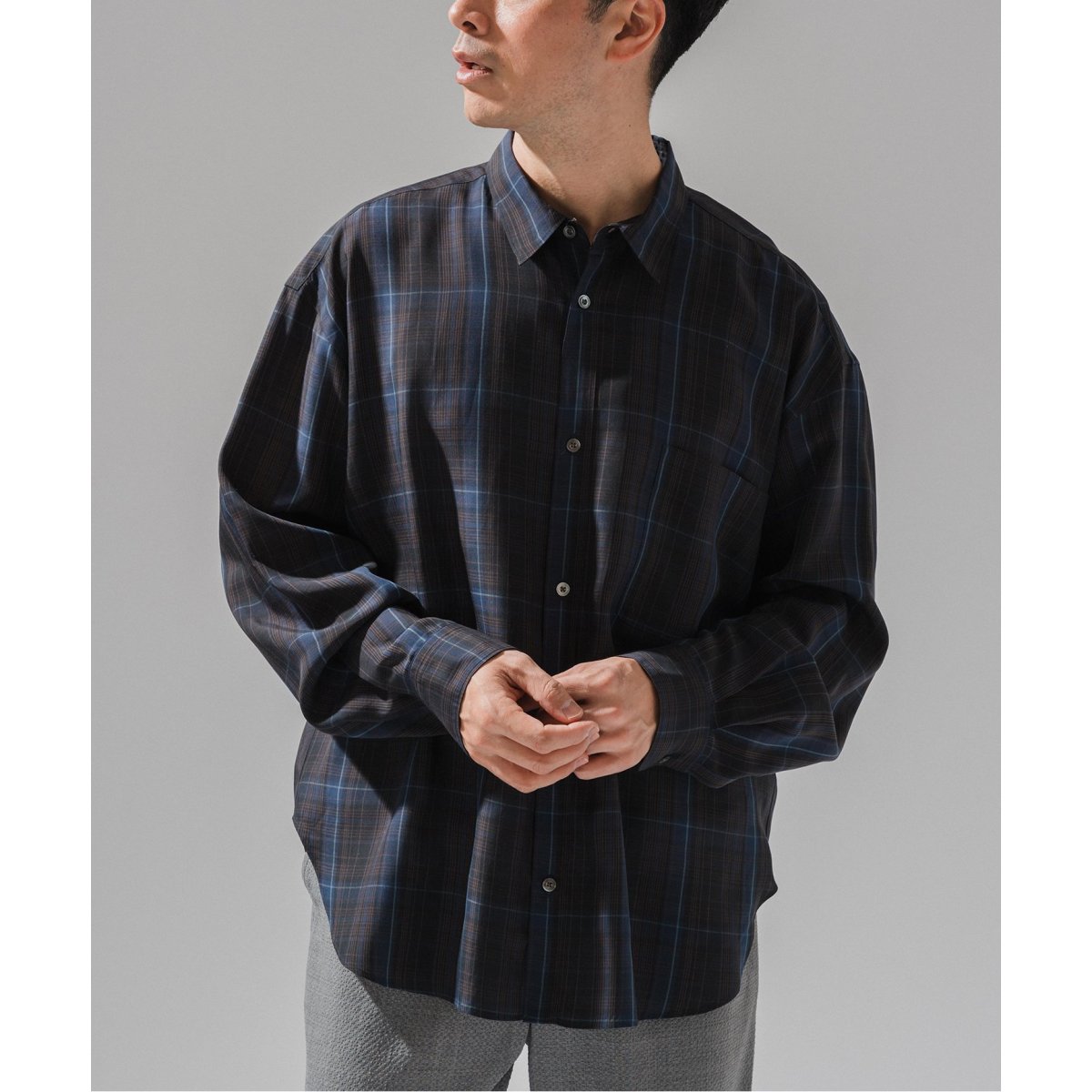 E. ウォッシャブル キュプラ シアー チェックシャツ | エディフィス