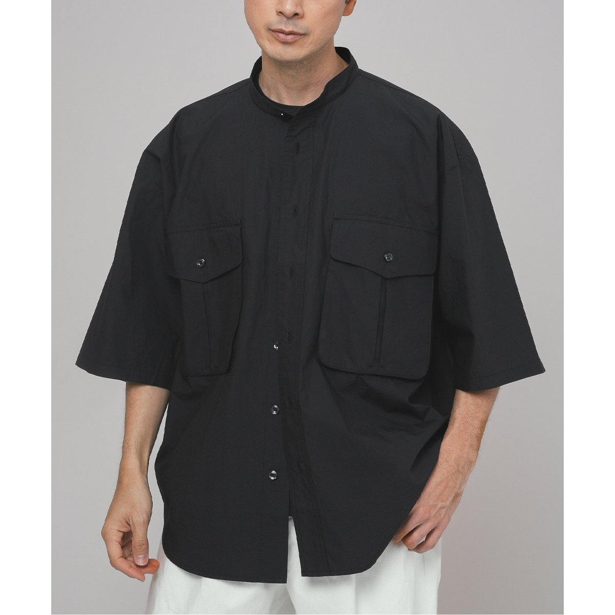 LA BOUCLE / ラブークル】レザーパイピング スキッパーシャツ