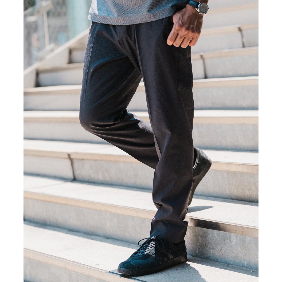 高通気＆シワ防止機能 カラミ メッシュ イージーパンツ【セットアップ