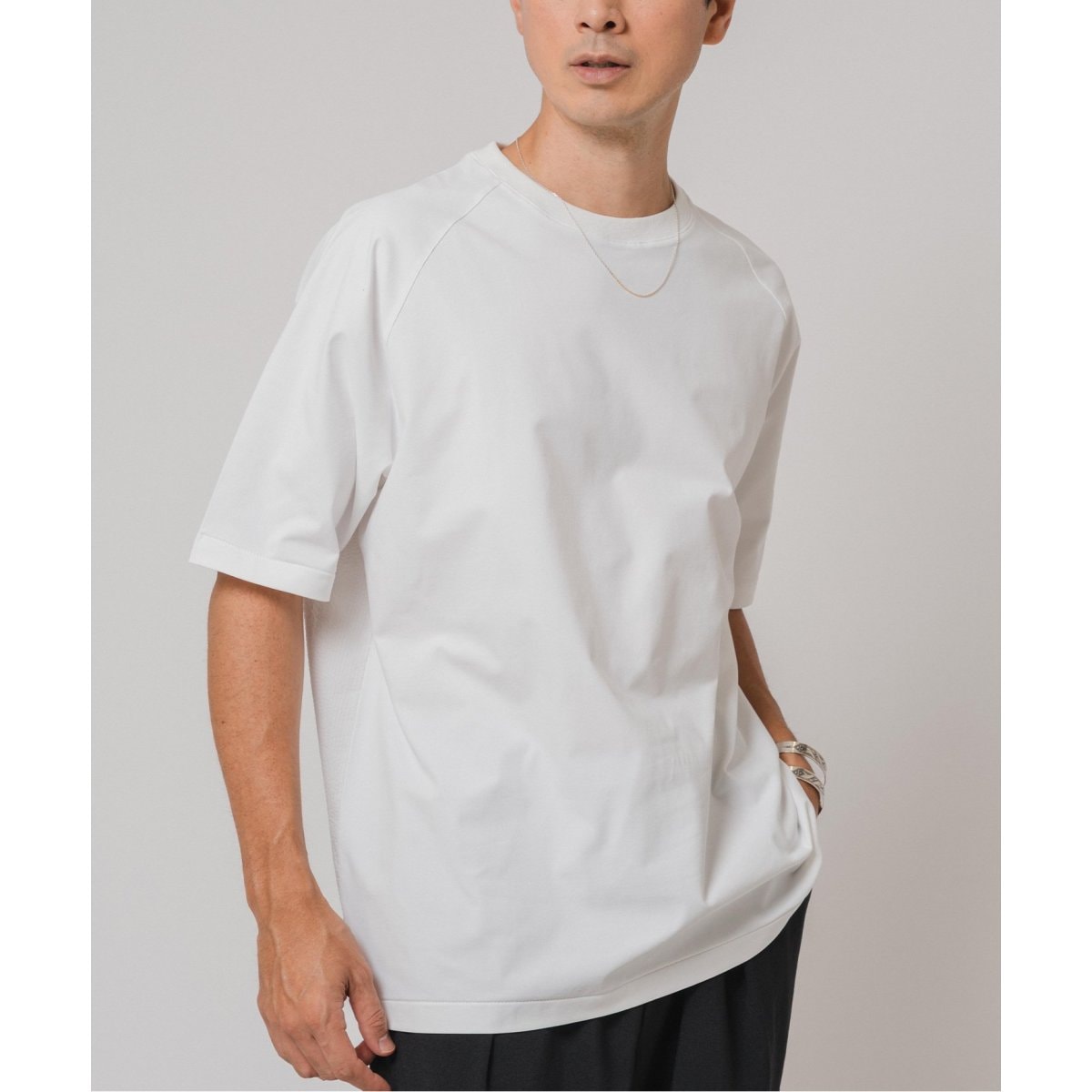 walenode ウォッシャブルシルクシアーニットT Washable silk Sheer knit T-shirts(1 BLACK): walenode: MENS