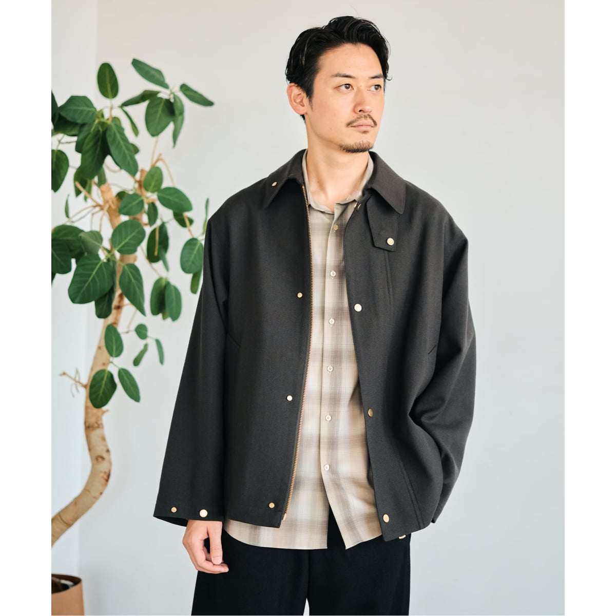 美品 ★ edifice ブランケットリバー ショールカラーハーフコート 美品】EDIFICE ブランケットリバー ショールカラーハーフコート