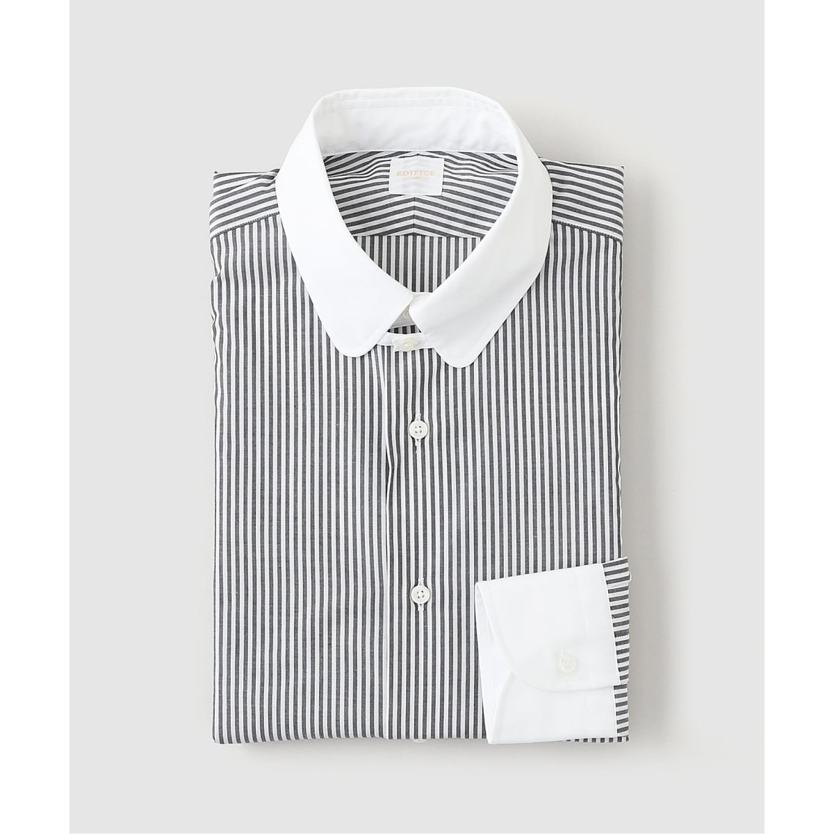 LA BOUCLE/ラブークル】スタンドカラーシャツ デシンストライプ