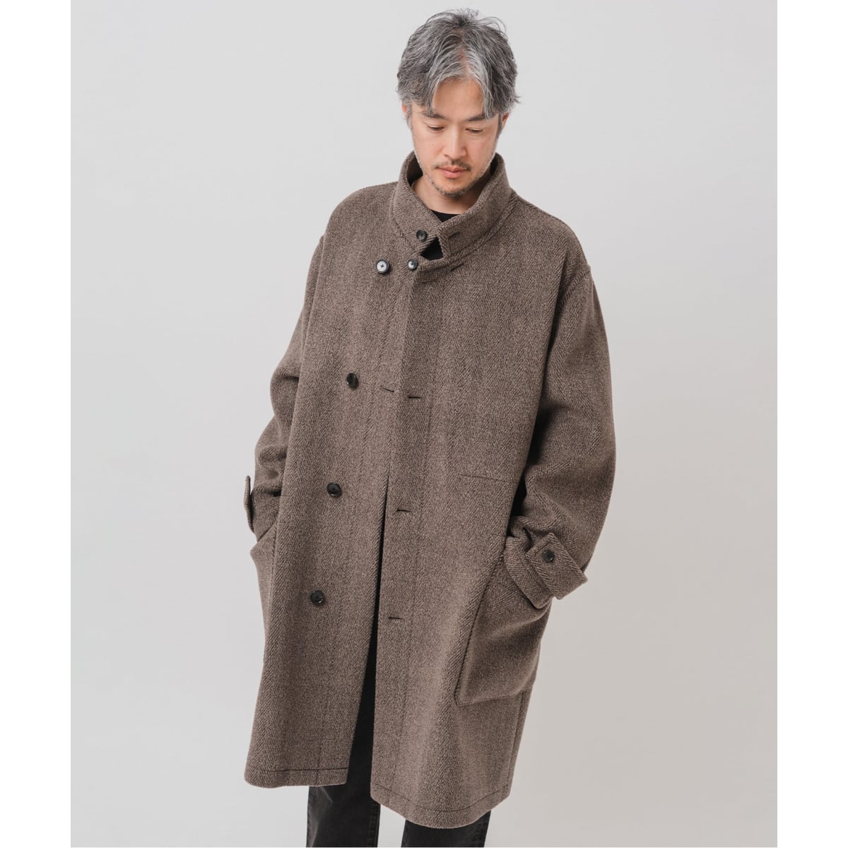 エアリーメルトンクレストブリッジチェックダッフルコート | ブラック