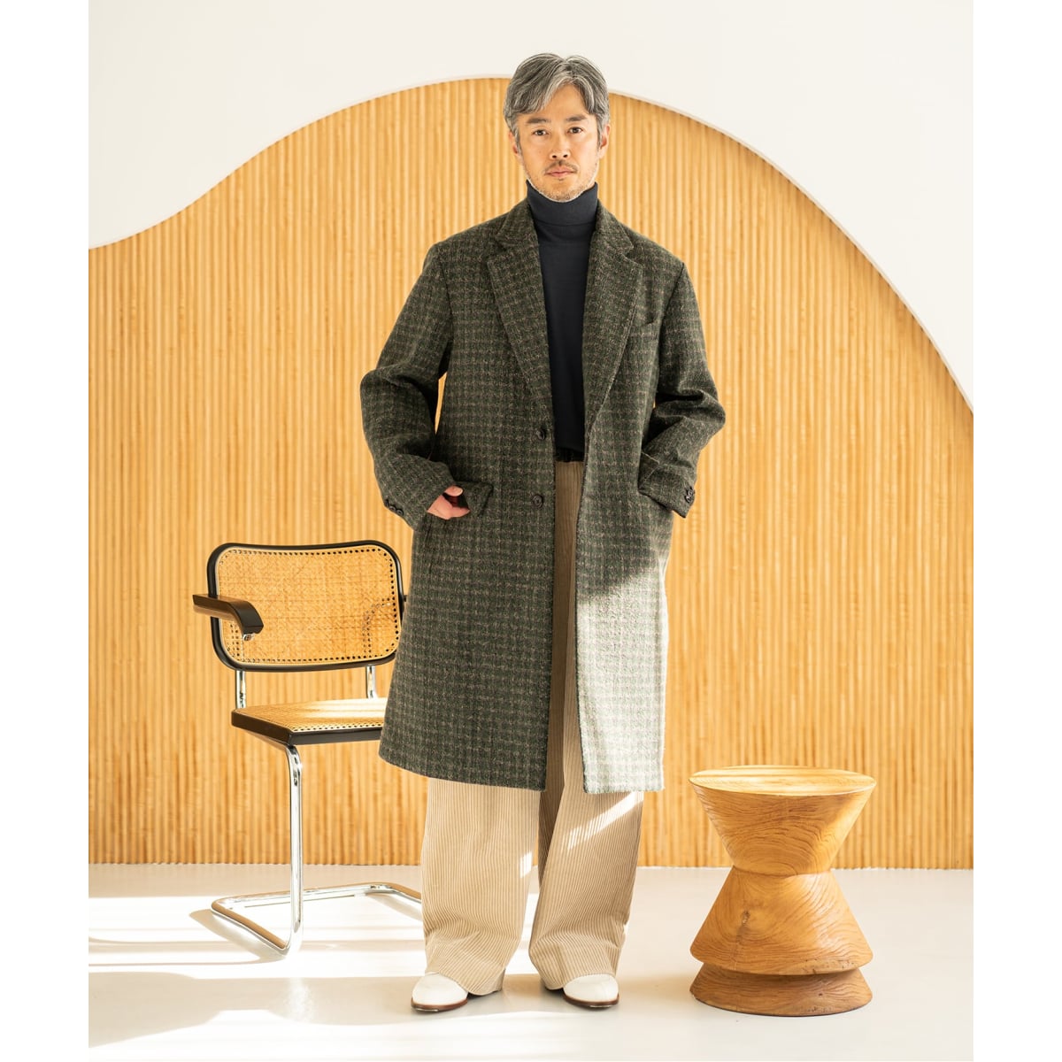 【美品】エディフィス チェスターコート ハンドトゥース46 E.NEEDLE PANCH チェスターコート | エディフィス(EDIFICE) | マルイ