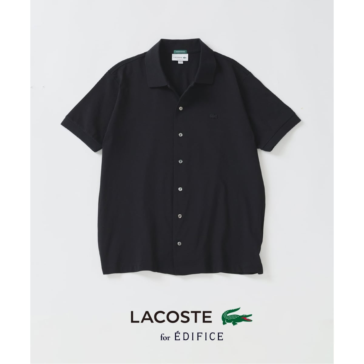 極美品　LACOSTE ラコステ　EDIFICE別注 フルオープン ポロシャツ LACOSTE(ラコステ) 別注 COOLMAX フルオープン 半袖ポロシャツ