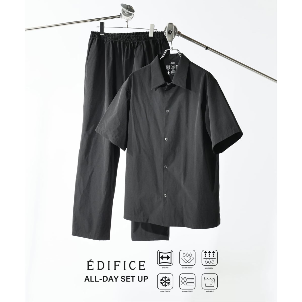 【EDIFICE ALL-DAY SETUPシリーズ】2点セット オーバーシャツ&イージーパンツ