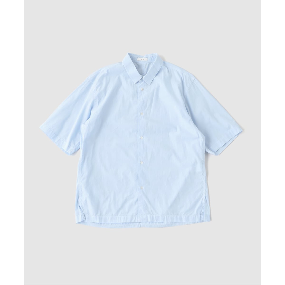 【新品】ATON エイトン シャツワンピース 半袖 バンドカラー　コットン ATON（エイトン） SHRINK COTTON LAWN OVERSIZED HALF S
