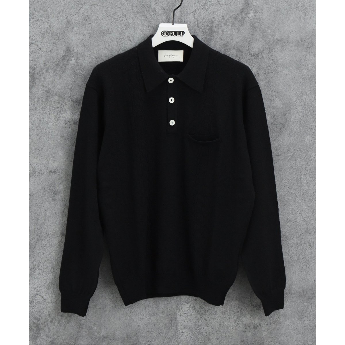 second layer black knit polo