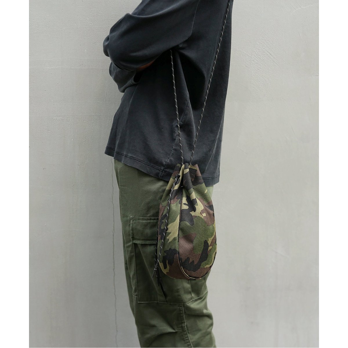 吉岡衣料店 / ヨシオカイリョウテン】DRAWSTRING BAG M PULP 別注 CAMO