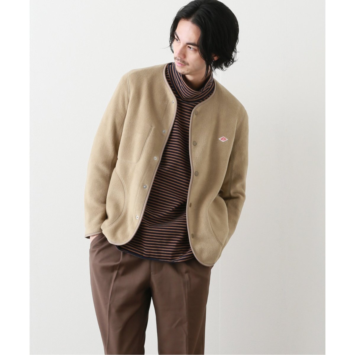 DANTON / ダントン】FLEECE COLLARLESS JACKET / フリースノーカラー