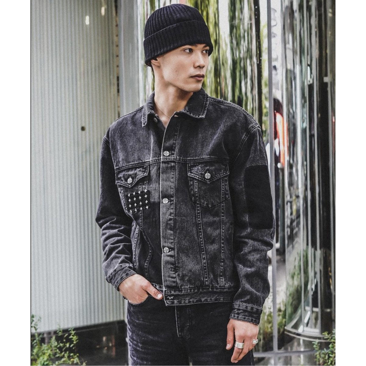 ksubi デニムジャケット レザースリーブ