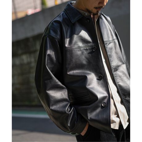 予約》lamb leather / ラムレザー カーコート | 417  