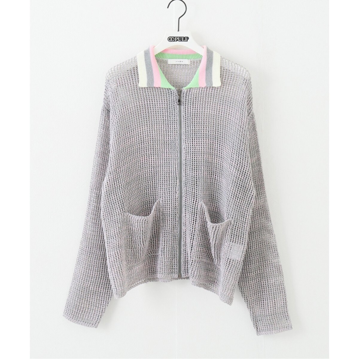 Jieda ジエダ ニットベスト グレー Vネック メッシュ編み Jieda（ジエダ）の「＜JieDa＞ ニット ベスト（ベスト）」 - WEAR
