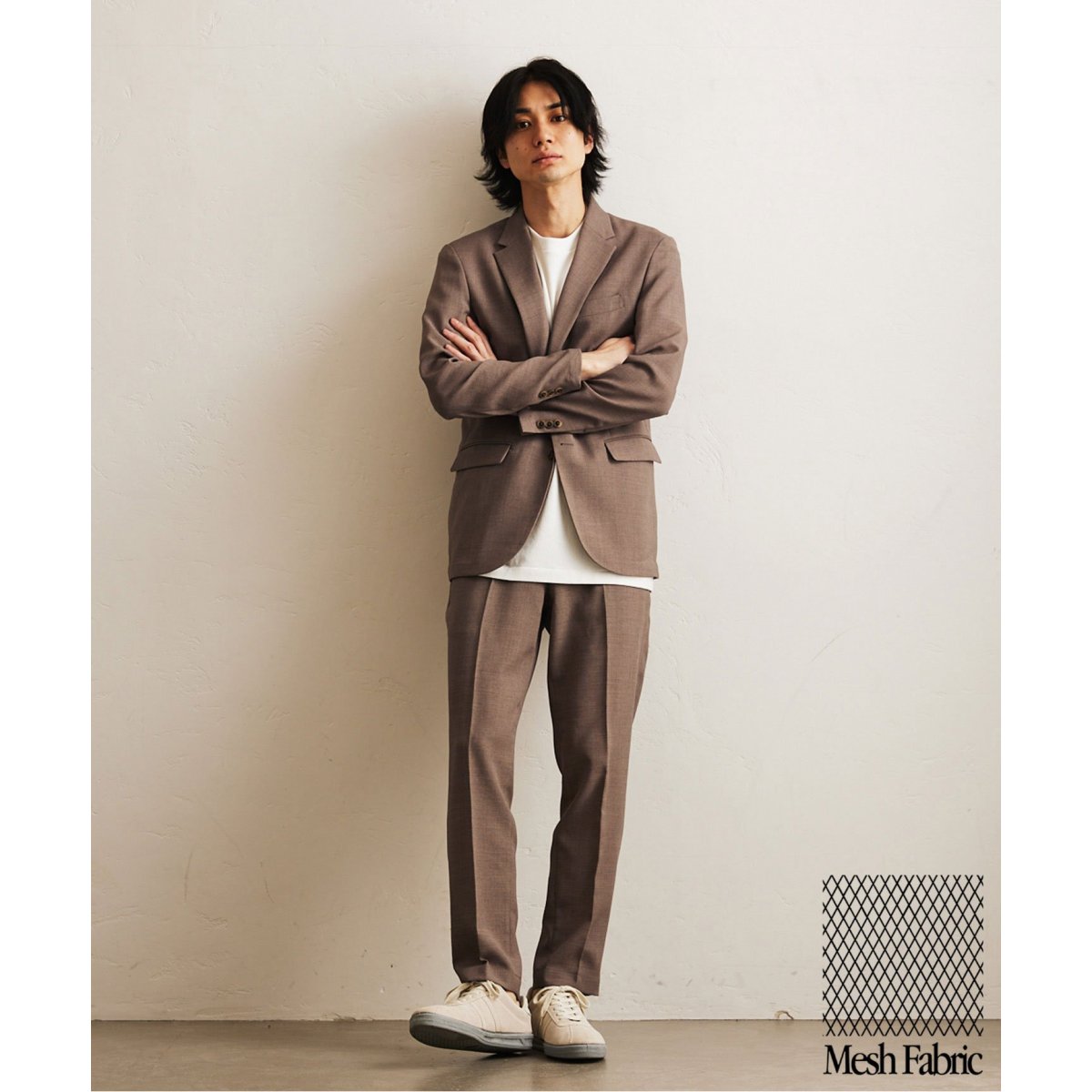 【ジャケット1点+パンツ1点の2点セット】EVALETメッシュセットアップ