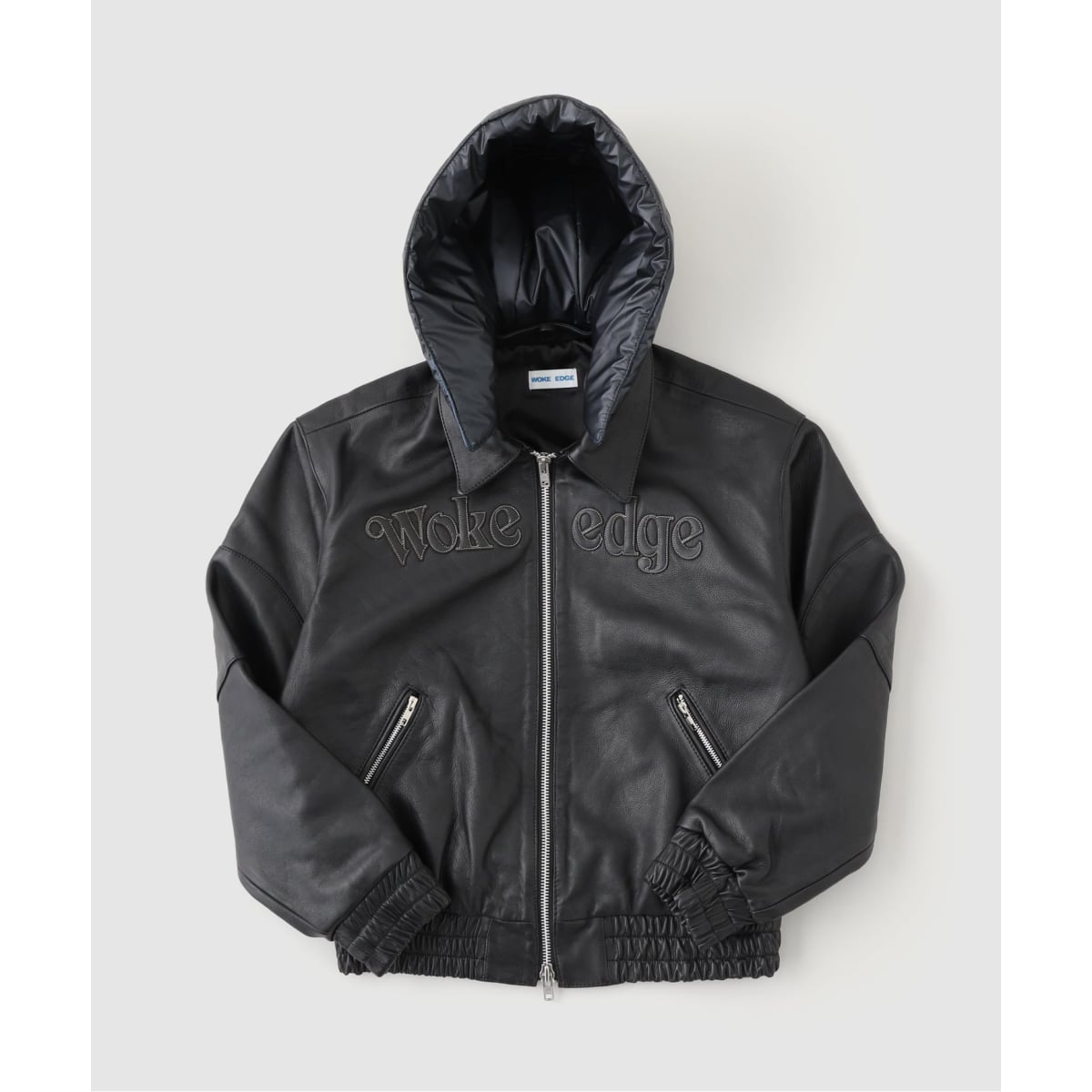 タグ付き未使用品]Schott／別注 レザー フードパーカー/ナノユニバース