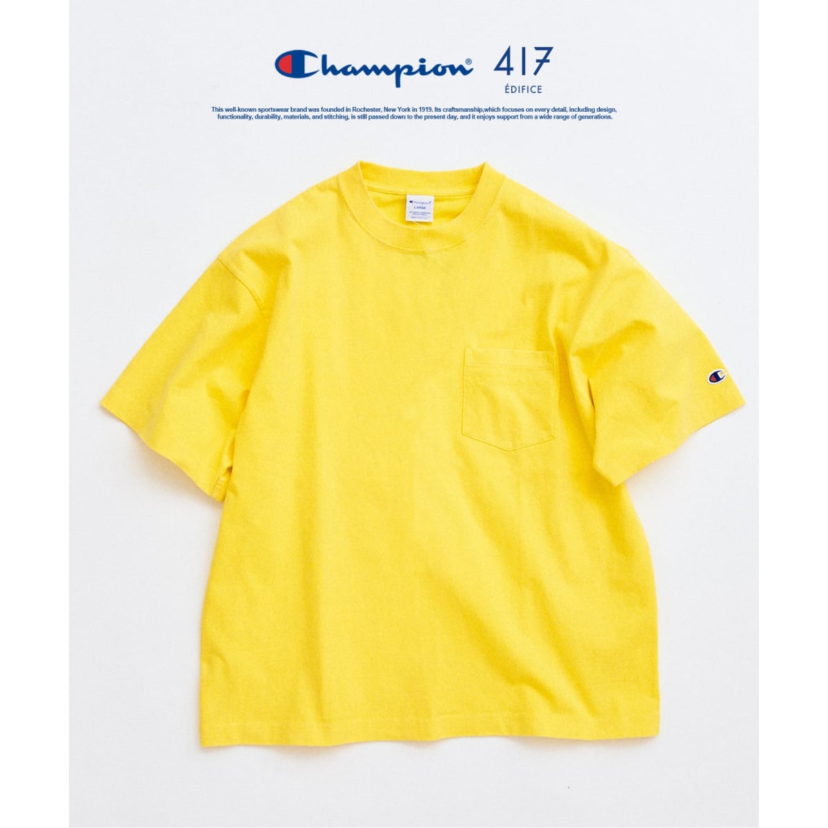 [�}���C]CHAMPION / �`�����s�I�� 417�ʒ� Bleach Wash Pocket T�V���c/417 �G�f�B�t�B�X�i417 EDIFICE�j �C�G���[