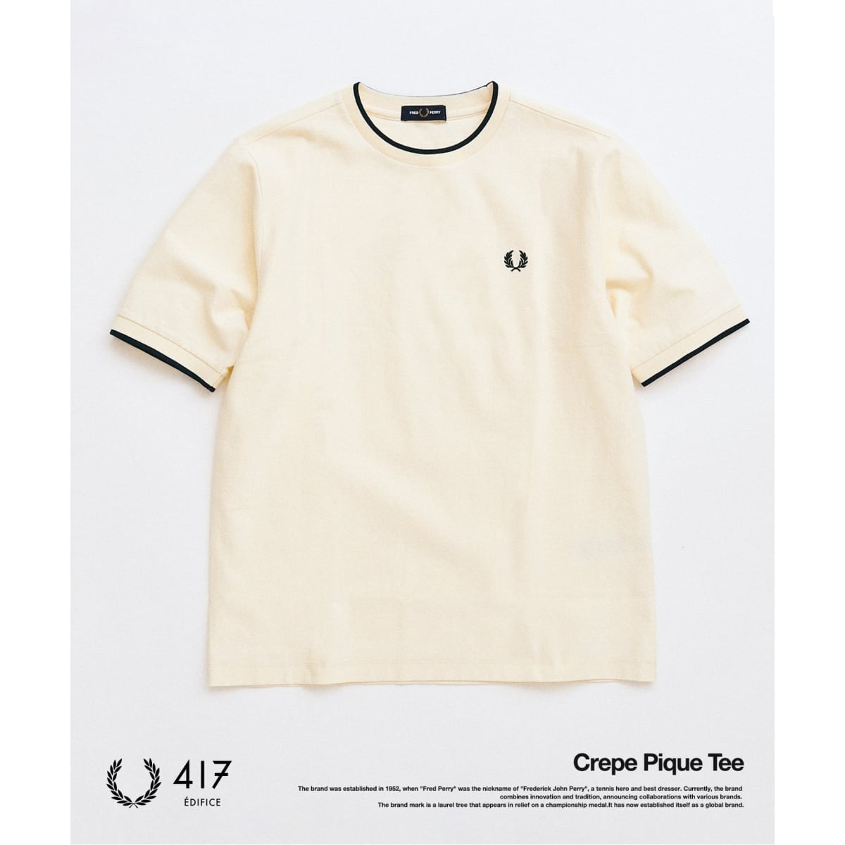 【 EDIFICE別注】FRED PERRY ロゴＴ　Lサイズ　ナチュラル EDIFICE別注】FRED PERRY ロゴTLサイズナチュラル