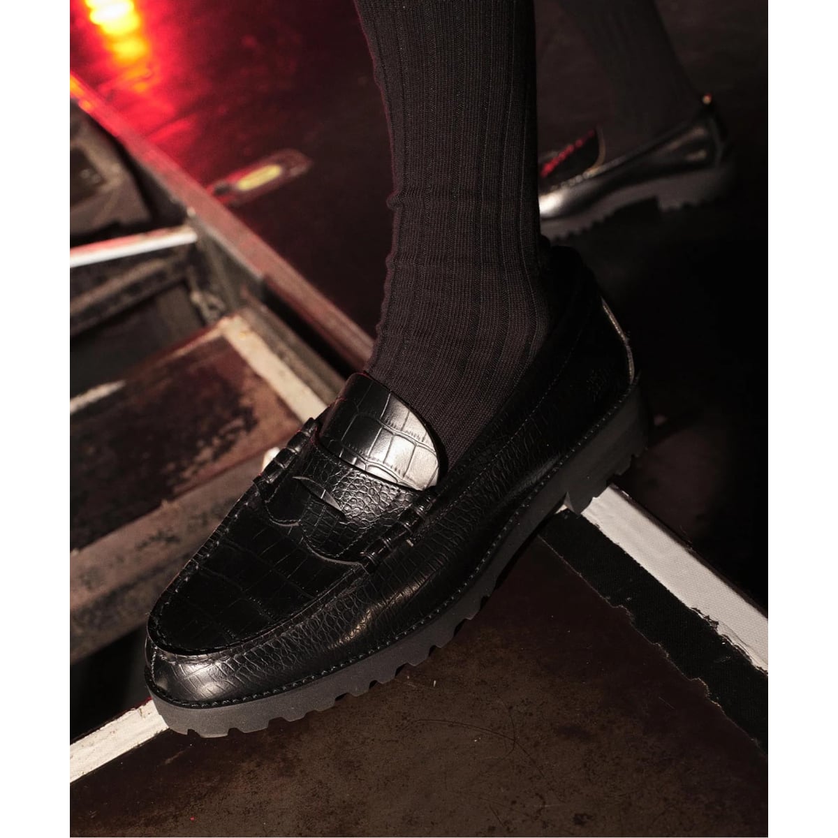 The Kenford Fineshoes EMBOSSED LOAFERS / BLACK CRO | 417